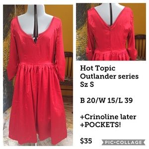 Outlander red dress cosplay with pockets
